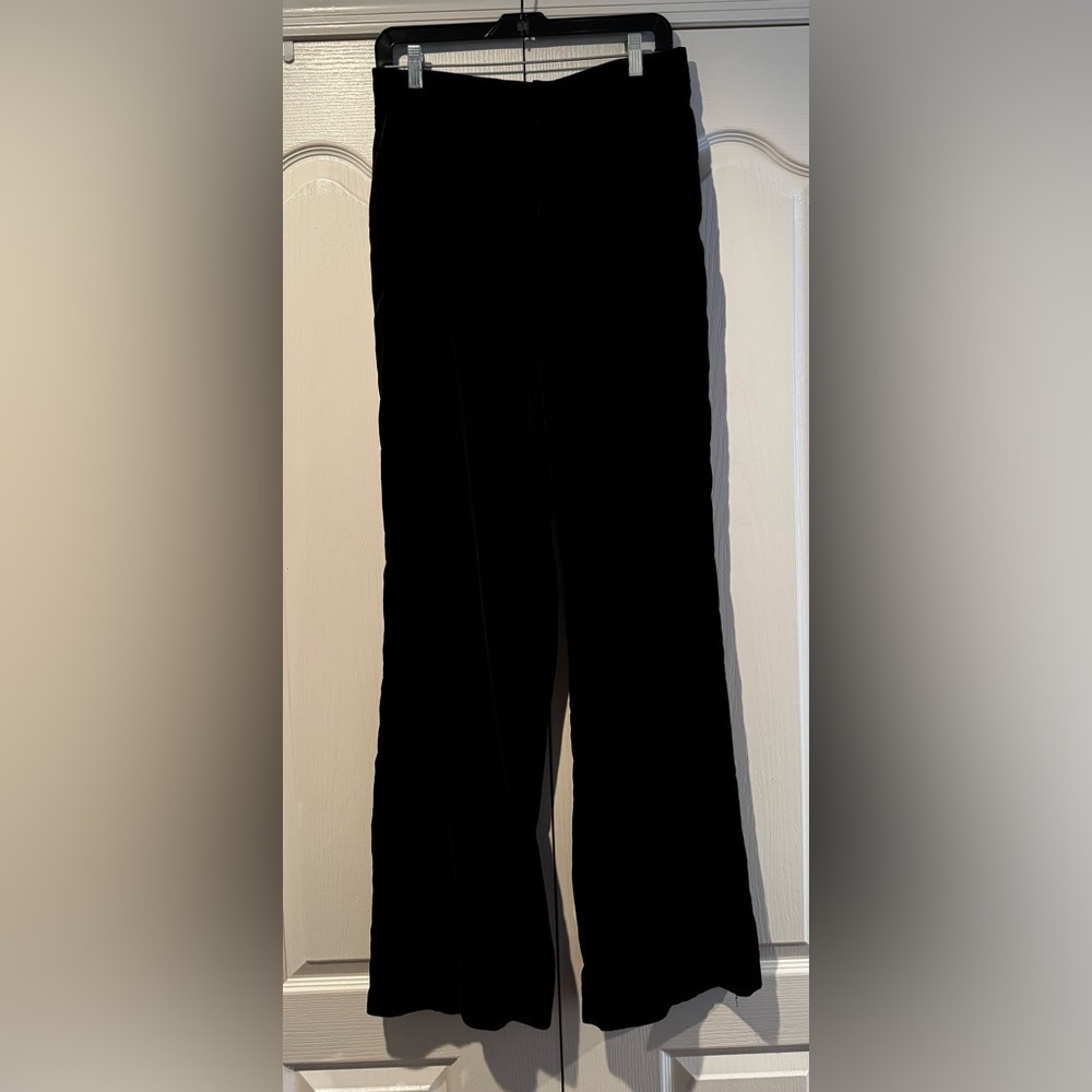Zara Black Velvet High Rise Wide Leg Pants - Size M